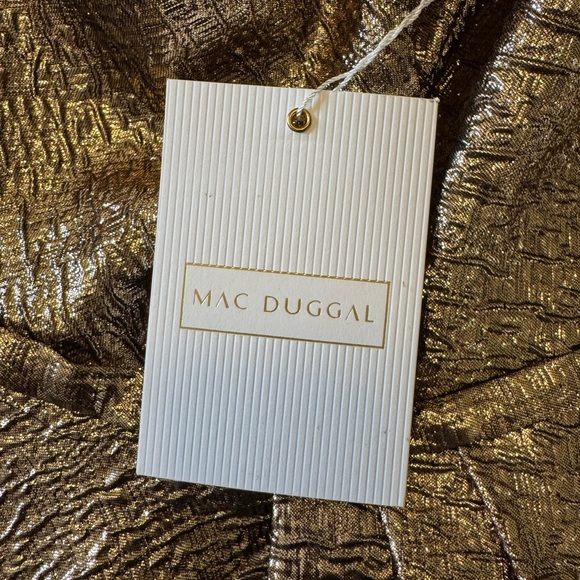 NWT Mac Duggal 68608 Gold One Shoulder Metallic Ballgown Size 6 - Picture 13 of 14